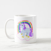 Cute Magical Unicorn with rainbow (Customizable!) Coffee Mug (Left)