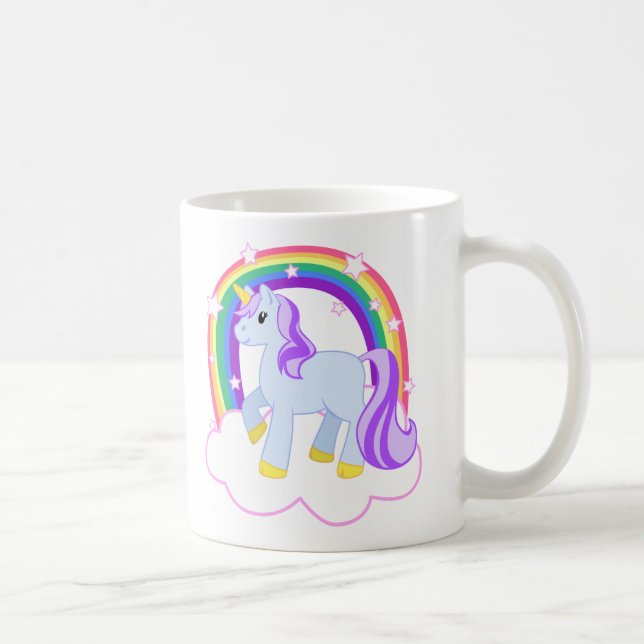 Cute Magical Unicorn with rainbow (Customizable!) Coffee Mug (Right)