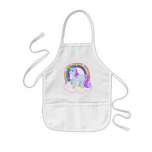 Cute Magical Unicorn with rainbow (Customizable!) Kids' Apron