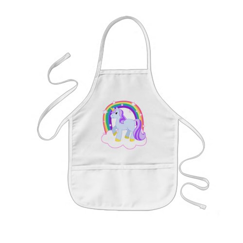 Cute Magical Unicorn with rainbow Customizable Kids Apron