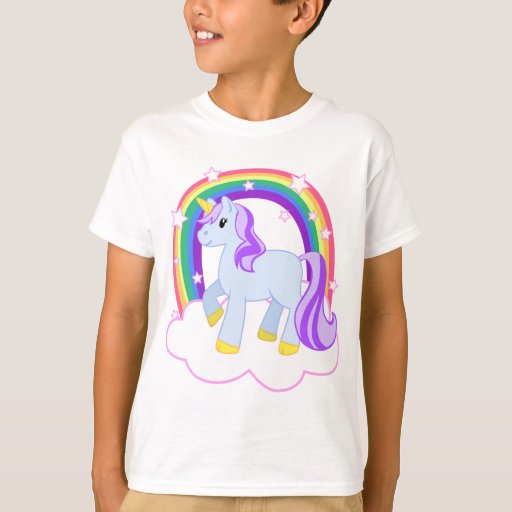 Cute Magical Unicorn with rainbow (Customizable!) T-Shirt | Zazzle