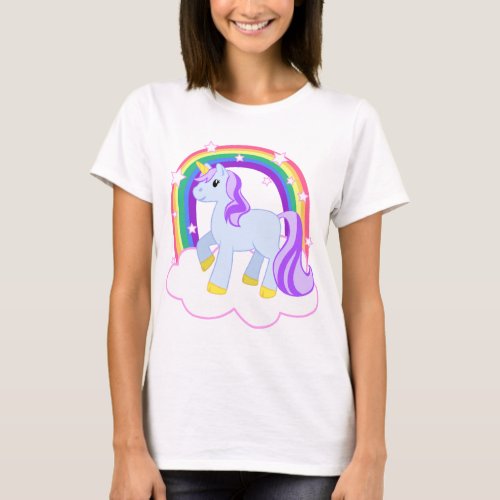 Cute Magical Unicorn with rainbow Customizable T_Shirt