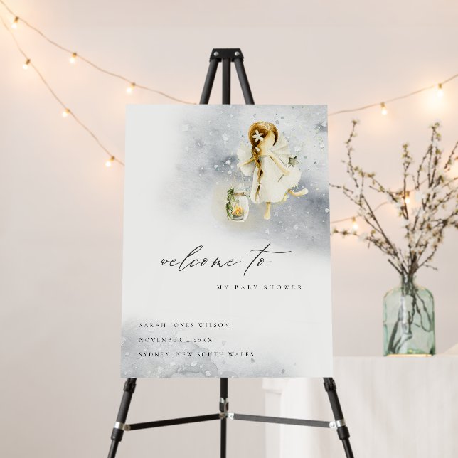 Cute Magical Watercolor Fairy Baby Shower Welcome Foam Board (In Situ (Stand))