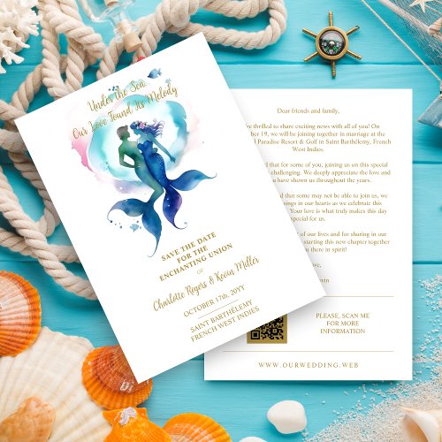 Cute Magical Wedding Mermaid  Triton Romantic Save The Date