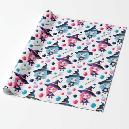 Cute Magical Witch Pattern Wrapping Paper