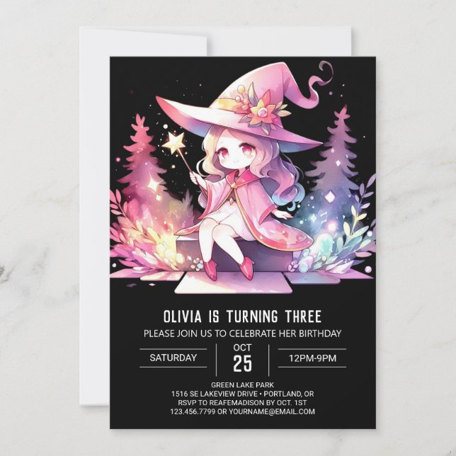 Cute Magical Wizard Birthday Invitation (Front)