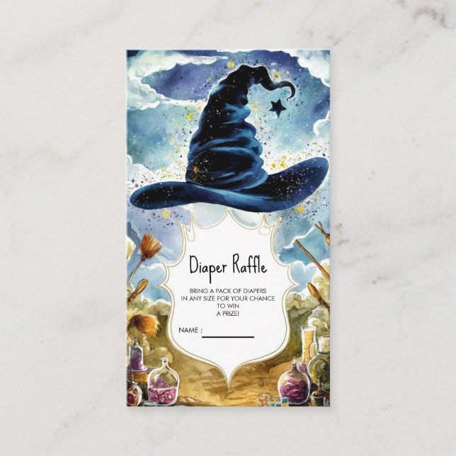 Cute Magical Wizard Hat Baby Shower Enclosure Card (Front)