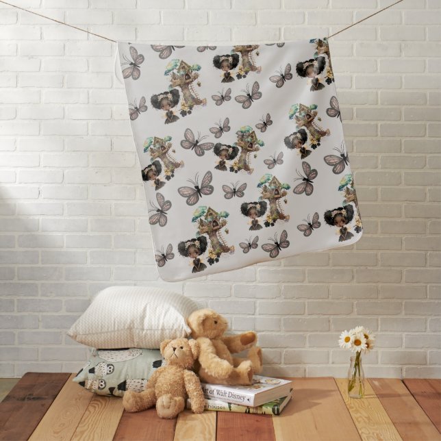 Cute Magical Woodland Fairy Butterfly Baby Blanket (In Situ)
