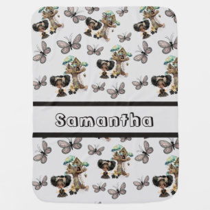 Cute Magical Woodland Fairy Butterfly Baby Blanket
