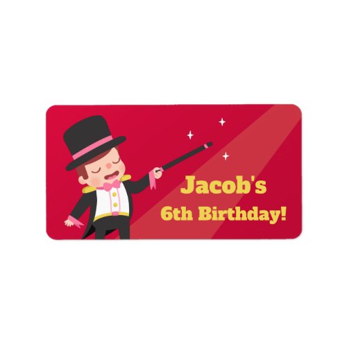 Cute Magician Boy Kids Birthday Party Personalized Label