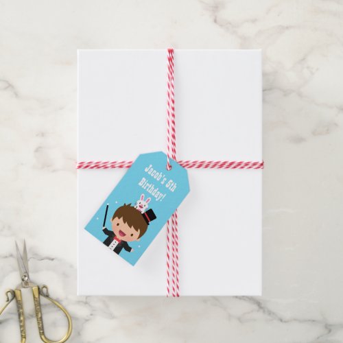 Cute Magician Boy Kids Magic Birthday Party Gift Tags