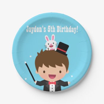 Cute Magician Boy Kids Magic Birthday Party Paper Plates by RustyDoodle at Zazzle