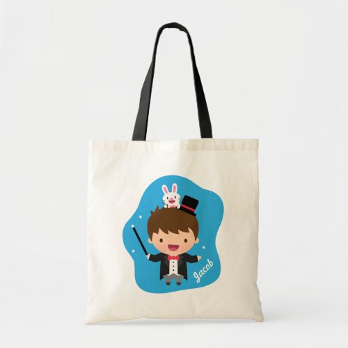 Cute Magician Boy Magic Bunny Trick Personalized Tote Bag