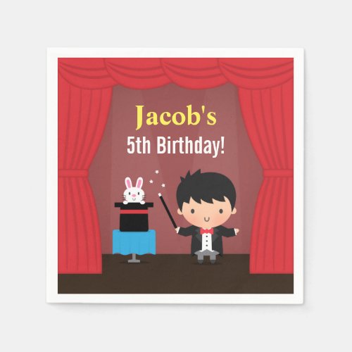 Cute Magician Kids Magic Birthday Party Paper Napkins