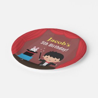 Cute Magician Kids Magic Birthday Party Paper Plate