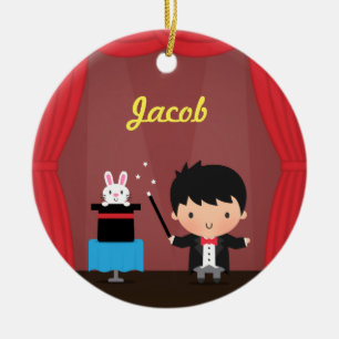 Cute Magician Magic Bunny Trick Kids Room Decor Ceramic Ornament