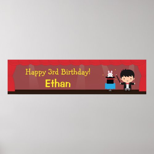 Cute Magician Magical Birthday Party Banner Poster