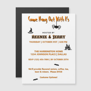 Cute Magnet Invite Black & Orange Halloween Party