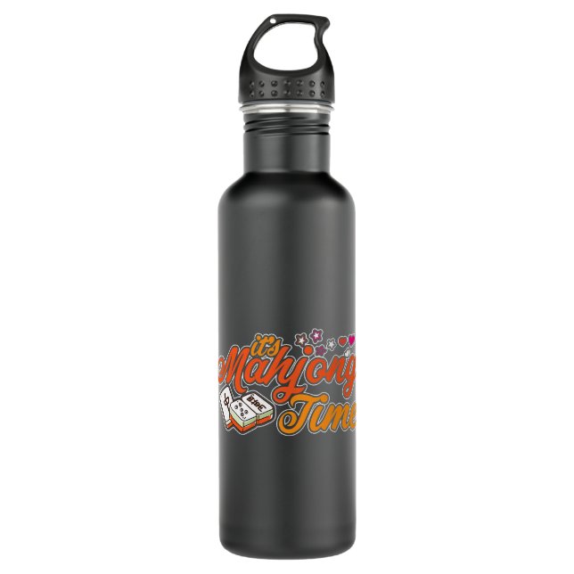 Cute Mahjong Players Its Mahjong Time Mahjong Love Stainless Steel Water Bottle (Front)