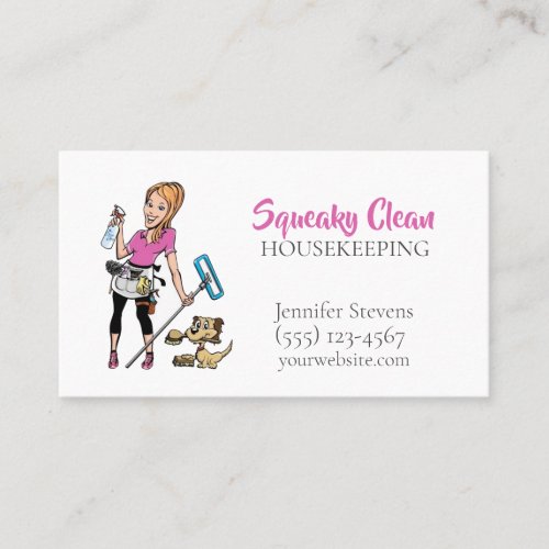 Cute Maid House Cleaning Service Business Card