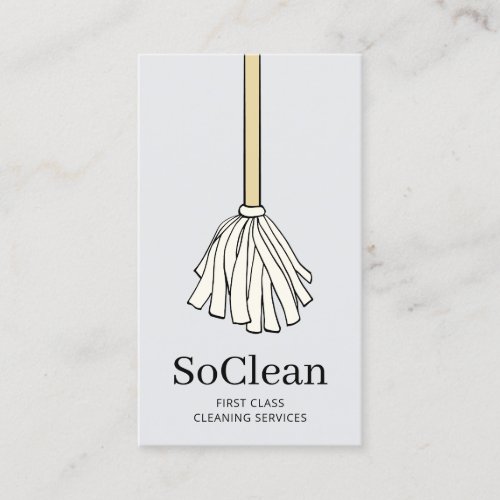 Cute Maid House Cleaning Services Cartoon Mop Business Card