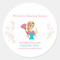 Cute Maid House Pink Glitter Cleaning Service