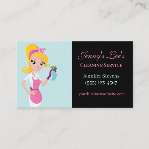 Cute Maid Housecleaning Cleaning Service Business Card