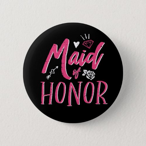 Cute Maid of Honor Pink Calligraphy Script Font Button