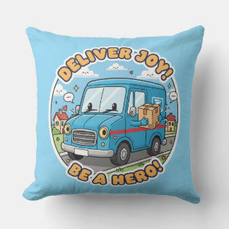 Cute Mail Truck Deliver Joy Throw Pillow