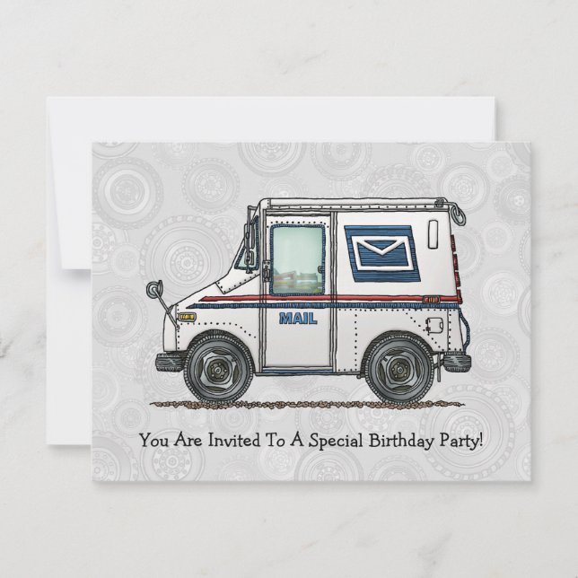 Cute Mail Truck Invitation (Front)