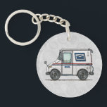 Cute Mail Truck Keychain<br><div class="desc">These images of big trucks and fun trucks art belong to an ongoing series of everyday things created by Richard Neuman in his rural studio near McComb, Ohio. Trucks of all kinds have fascinated boys of all ages ever since they were first invented. For 50 years Richard’s art has been...</div>