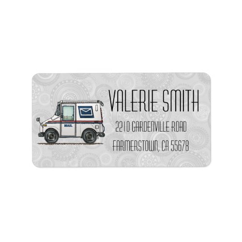 Cute Mail Truck Label