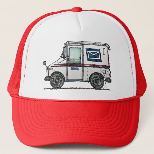 Cute Mail Truck Trucker Hat