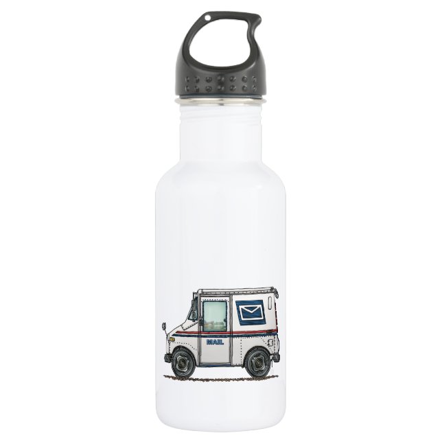 Cute Mail Truck Water Bottle (Front)