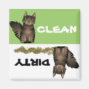 Cute Maine Coon Cat Clean Dirty Dishwasher Magnet Cute Maine Coon Cat Clean Dirty Dishwasher Magnet
