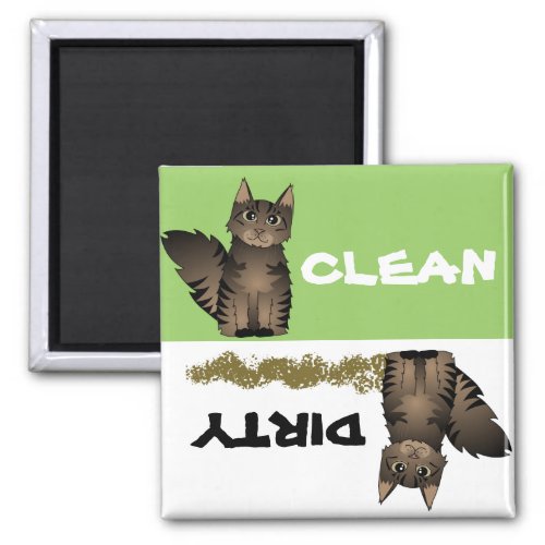 Cute Maine Coon Cat Clean Dirty Dishwasher Magnet