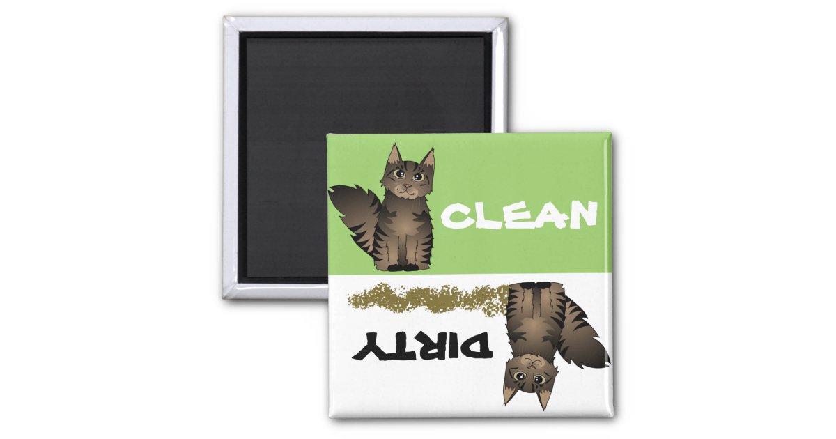 Clean Dirty Dishwasher Magnet Funny Cat 