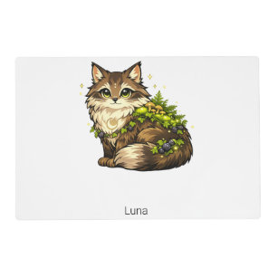 Cute Maine Coon Cat Custom Name Personalized Placemat
