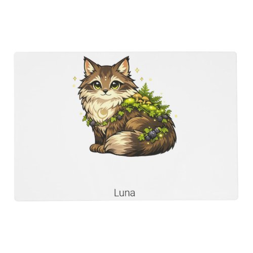Cute Maine Coon Cat Custom Name Personalized Placemat