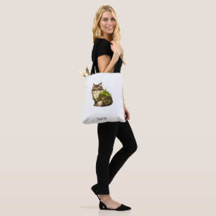 Cute Maine Coon Cat Custom Name Personalized Tote Bag