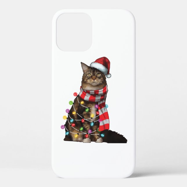 Cute Maine Coon Cat Funny Xmas Holiday Gift Case-Mate iPhone Case (Back)