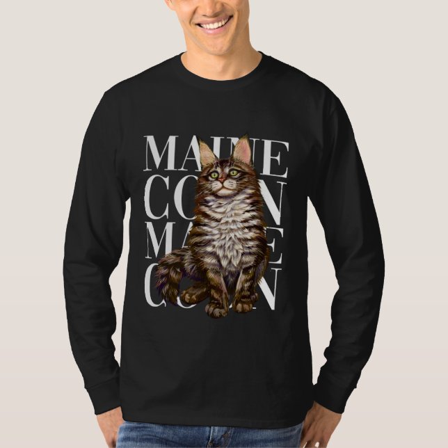 Cute Maine Coon Cat T-Shirt (Front)