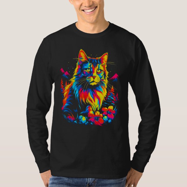 Cute Maine Coon Cat T-Shirt (Front)