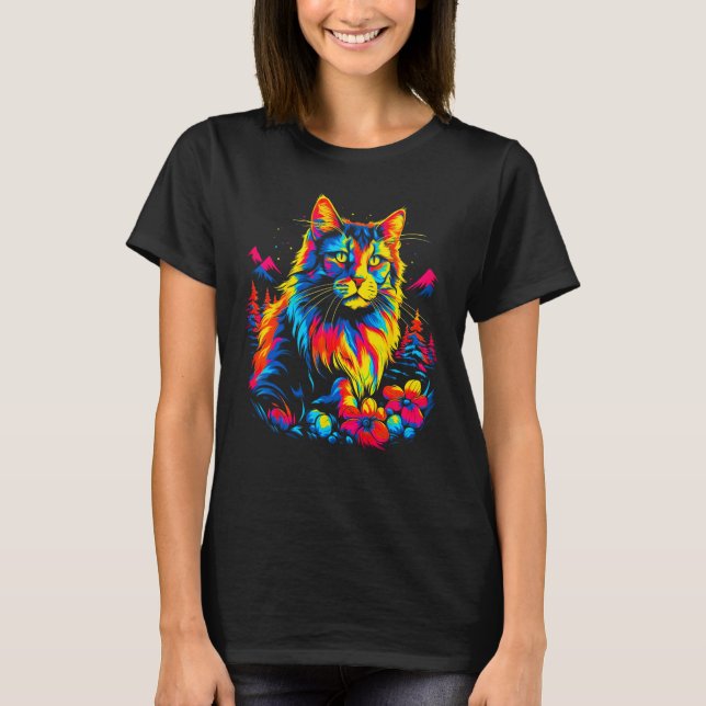 Cute Maine Coon Cat T-Shirt (Front)