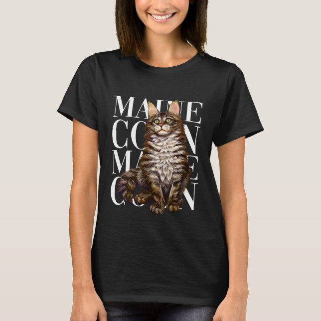 Cute Maine Coon Cat T-Shirt (Front)