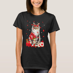 Cute Maine Coon Cat Valentine Fun Cat Dad Cat Mom T-Shirt