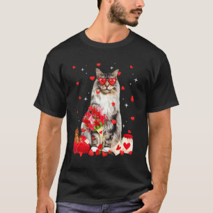 Cute Maine Coon Cat Valentine Fun Cat Dad Cat Mom T-Shirt