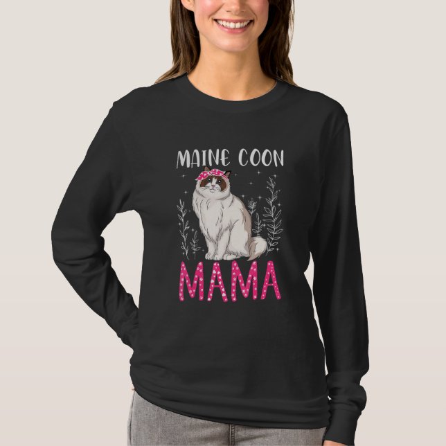 Cute Maine Coon  Funny Main Coon Mama   Womens Mot T-Shirt (Front)