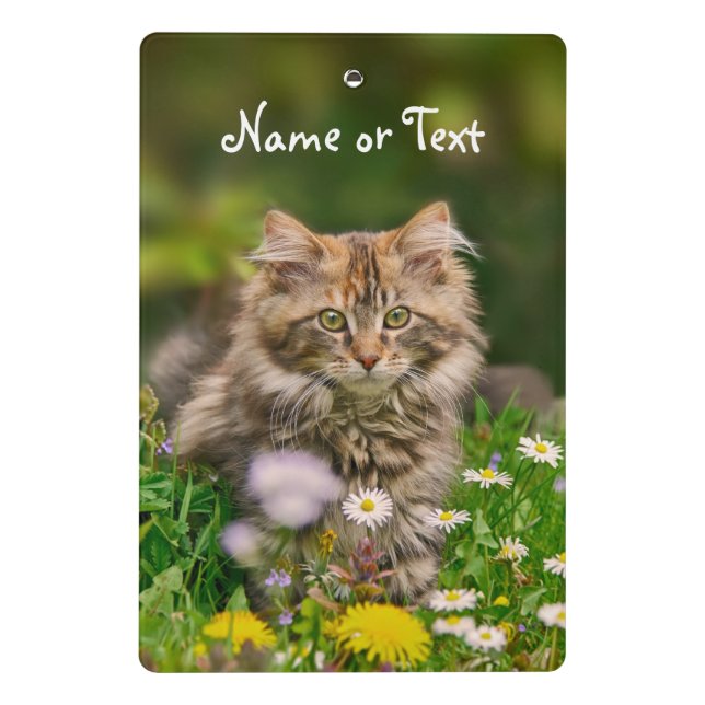 Cute Maine Coon Kitten Cat Flower - Personalized Mini Clipboard (Back)