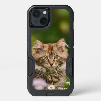 Cute Maine Coon Kitten Cat In Flowers  - Commuter Iphone 13 Case by Kathom_Photo at Zazzle